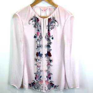 Ted Baker pale pink Floral Women's blouse size Ted Baker 4 / US 10